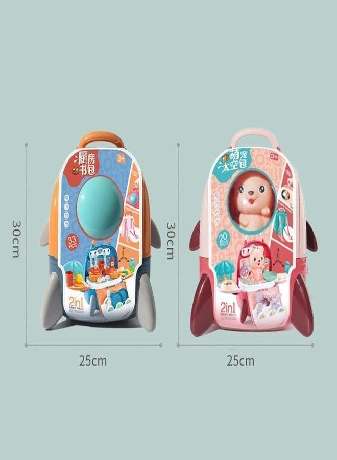 Onecado Kids Pet Toy Set with Dollhouse Furniture and Puppy Accessories - 2-in-1 Backpack Playset - Image 3